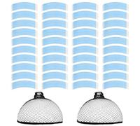 Hair System Tape, 40 Pcs Wig Tape Double Sided Extra Strong and 2 Wig Caps, Toupee Tapes Waterproof Invisible for Daily Wear, Special Events and Performances