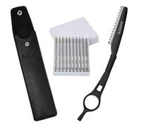 Hair Thinning Razor Comb - Professional Stainless Steel Feather Styling Razor for Hair Cutting, Texturizing & Layering | with 10 Catridges
