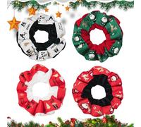 Hair Ties - 4-Pieces Christmas Theme Comfortable - Holiday Hair Ropes | for Holiday Home Spa Bathroom Party Apartment School Girlfriend Wife Friend