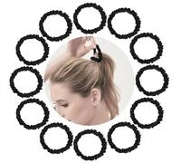 Hair Ties| Bands 12 Packs for Woman| Girls Skinny Silk Satin Hair Scrunchies, Small Ponytail Holders No Damage Breakage for Thin/Thick Curly Long Fine Hair (Black)