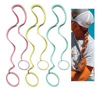 Hair Ties for Sports, Elastic Hair tie 25 inch Longhairs Ponytail Holders, Colorful Braided Pony Tail Wrap for Wind and Water 3 Packs C