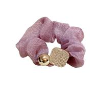 Hair Ties,Scrunchies, Korean Atmospheric Square Rhinestone Buckle Glitter Bubble Crinkle Hair Band Headdress(Black)