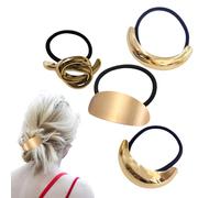 Hair Ties With Metal Ends Fashionable Elastic Comfortable Stretch | Hair Cuff Wrap Geometric No Kinks Strong Hold Stylish Versatile Smooth Non-Slip Knot-Free Colorful Trendy Daily Wear for