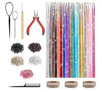 Hair Tinsel, 18 Colors Hair Tinsel Kit, 7600 Strands Fairy Tinsel Glitter Hair Extensions with Tools, Easy to Apply 48 Inch Heat Resistant Tinsel Hair Extensions for Girls