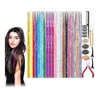 Hair Tinsel 20 Colors Hair Tinsel Kit for Girls 4000 Strands Fairy Tinsel Coloured Hair Extensions Festival Hair Braiding Kit Heat Resistant Colored Hair Glitter Christmas Party Festival
