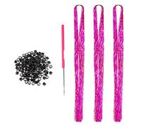 Hair Tinsel Extensions 600 Strands with Tools, Sparkling Shiny Hair Tinsel Kit, Heat Resistant Glitter Tinsel Hair Extensions for Women Girls 48 Inch