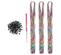 Hair Tinsel Extensions 600 Strands with Tools, Sparkling Shiny Hair Tinsel Kit, Heat Resistant Glitter Tinsel Hair Extensions for Women Girls 48 Inch