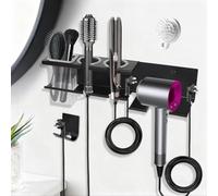 Hair Tool Organizer, 3-in-1 Universal Hair Dryer Holder Wall Mounted, Metal Hot Tools Organizer for Blow Dryer, Straightener and Curling Iron, Stylers Storage Rack for Bathroom (with Comb and Hook)