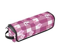 Hair Tool Travel Bag and Heat Resistant Mat Hair Tools Organizer Storage Bag for Flat Irons, Straighteners, Curling Irons, William Morris Floral Gingham Magenta Travel Bag for Hair Tools