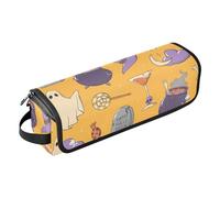 Hair Tool Travel Bag and Heat Resistant Mat with Zipper Portable Hair Styling Tool Organizer for Hot Tools Curling Iron Flat Irons Hair Volumizer Styler, Happy Halloween Ghosts Cartoon
