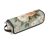 Hair Tool Travel Bag and Heat Resistant Mat with Zipper Portable Travel Carrying Case for Flat Irons, Straighteners, Curling Irons,Victorian-Style Floral Pattern Vines Pastel Colors, Victorian-style