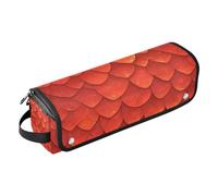Hair Tool Travel Bag for Women and Heat Resistant Mat Waterproof Flat Curling Irong Travel Organizer for Hot Tools Curling Iron Flat Irons Hair Volumizer Styler, Uniform Red Dragon - Scale Pattern
