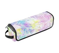 Hair Tool Travel Bag for Women and Heat Resistant Mat Waterproof Portable Open Flat Travel Bag for Flat Irons, Straighteners, Curling Irons, Colorful Dreamy Tropical Plants Travel