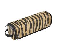 Hair Tool Travel Bag for Women and Heat Resistant Mat Waterproof Portable Open Flat Travel Bag for Hot Tools Curling Iron Flat Irons Hair Volumizer Styler, Boho Vintage Simplified Animal Stripes