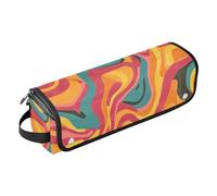 Hair Tool Travel Bag for Women and Heat Resistant Mat with Zipper Curling Iron Travel Holder Storage Bag for Flat Iron Hot Tools and Haircare Accessories, Wave Retro Style 70s Groovy, wave retro style