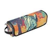 Hair Tool Travel Bag for Women and Heat Resistant Mat with Zipper Curling Iron Travel Holder Storage Bag for Flat Irons, Straighteners, Curling Irons, Statue of Liberty Fireworks