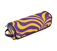 Hair Tool Travel Bag for Women with Heat Resistant Pad Hair Tools Organizer Storage Bag for Flat Iron Hot Tools and Haircare Accessories, Purple and Yellow Wave Lines Travel Bag for Women, purple and
