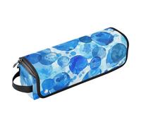 Hair Tool Travel Bag for Women with Heat Resistant Pad Waterproof Hair Tools Travel Organizer for Curling Iron Straightener Flat Hair Dryer, White Background with Lots of Blue Circles