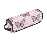 Hair Tool Travel Bag for Women with Iron Mat Carrying Case Flat Curling Iron Waterproof Organizer for Flat Irons, Straighteners, Curling Irons,Wave Pattern Animal Butterflies Peach, wave pattern