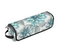 Hair Tool Travel Bag for Women with Removable Heat Resistant Mat Large Capacity Hair Straighteners Organizer for Flat Iron Hot Tools and Haircare Accessories, Close Up of Grey and Teal Floral