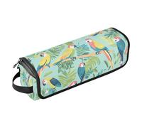 Hair Tool Travel Bag for Women with Removable Heat Resistant Mat Portable Hair Styling Tool Organizer for Hot Tools Curling Iron Flat Irons Hair Volumizer Styler, Parrots Tropical Plants