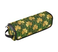 Hair Tool Travel Bag with Heat Resistant Mat Golden Four-Leaf Clover St Patrick's Day Portable Hair Styling Tool Organizer for Flat Irons Straighteners Curling Irons Travel Bag for Tools