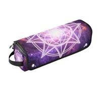 Hair Tool Travel Bag with Heat Resistant Mat Heating Tools Travel Bag Organizer for Flat Irons Straighteners Curling Irons Purple Galaxy Sacred Geometries Art for Women