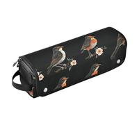 Hair Tool Travel Bag with Heat Resistant Mat Large Hair Straigheners Travel Case for Straigheners, Curling Iron, Hair Dryer-Cute American Robin Birds Black