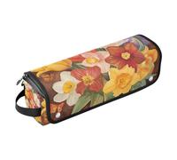 Hair Tool Travel Bag with Heat Resistant Pad Heating Tools Travel Bag Organizer for Curling Iron Straightener Flat Hair Dryer, Flowers Flower Daffodils Bees Brown