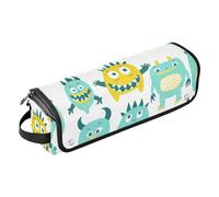 Hair Tool Travel Bag with Heat Resistant Pad Large Capacity Hair Straighteners Organizer for Flat Irons, Straighteners, Curling Irons -Cute Little Monsters Green Yellow