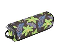 Hair Tool Travel Bag with Heat Resistant Pad Removable Hair Styling Accessories Organizer for Curling Iron Straightener Flat Hair Dryer, Fluorescent Green Orchid Flowers and Leaf