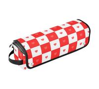 Hair Tool Travel Bag with Iron Mat Buffalo Plaid Check Red White | Large Capacity Hair Straighteners Organizer,for Curling Iron Straightener Flat Hair Dryer,Hair Accessories Organizer