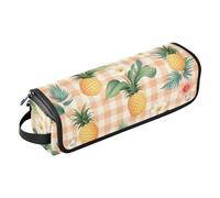 Hair Tool Travel Bag With Mat Heat Resistant Waterproof Curling Iron Travel Case For Flat Iron Hot Hair Care Tools And Accessories, Orange Tropical Plaid