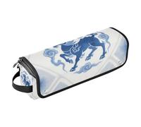 Hair Tool Travel Bag with Removable Heat Resistant Mat Carrying Case Flat Curling Iron Waterproof Organizer for Flat Irons, Straighteners, Curling Irons, Porcelain Auspicious Beast Portable