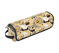 Hair Tool Travel Bag with Removable Heat Resistant Mat Curling Iron Travel Holder Storage Bag for Straigheners, Curling Iron, Hair Dryer, Happy Halloween Ghosts Gold Pumpkins Portable
