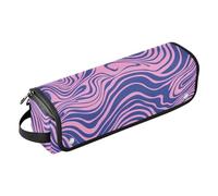 Hair Tool Travel Bag with Removable Heat Resistant Mat Large Capacity Hair Tool Organizer for Curling Iron Straightener Flat Hair Dryer, Pink and Blue Wavy Lines Trippy Women Essentials