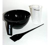 Hair Tools 3Pcs Hair Colouring Set - Hair Dye Bowl and Brush Set with Peroxide Measure. Hair Dye Tool Set, Hair Tint Bowl and Brush Set in Black. Hair Dye Brush and Bowl for Hair Salon.