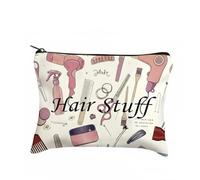Hair Tools Pouch with Vibrant Pastel Illustration - Cream Zippered Storage Case for Styling Accessories, Travel Essentials & Beauty Items, Organiser for Brushes, Dryers, Irons, Combs & Scissors,