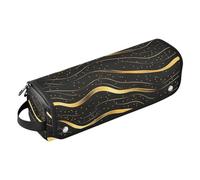 Hair Tools Travel Bag and Heat Resistant Mat Curling Iron Travel Holder Storage Bag for Flat Iron Hot Tools and Haircare Accessories, Abstract Gold Wave Lines Black Trave Case for Women
