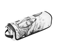 Hair Tools Travel Bag and Heat Resistant Mat Double-Layer Travel Carrying Case for Hot Tools Curling Iron Flat Irons Hair Volumizer Styler, Cute Siamese Fighting Fish