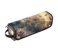 Hair Tools Travel Bag and Heat Resistant Mat Portablravel Carrying Case for Curling Iron Straightener Flat Hair Dryer, Sunset Seaside Haven Lighthouse Blooms Sailing Dreams