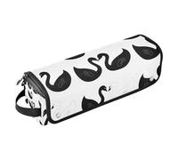 Hair Tools Travel Bag and Heat Resistant Mat Waterproof Curling Iron Travel Case for Hot Tools Curling Iron Flat Irons Hair Volumizer Styler, Cartoon Black and White Swan Pattern Portable
