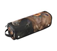 Hair Tools Travel Bag with Heat Resistant Mat Double-Layer Travel Carrying Case for Flat Irons Straighteners Curling Irons Floral Wild Horse Country Bag for Women