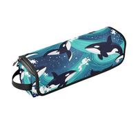 Hair Tools Travel Bag with Heat Resistant Mat Orca Whales Jumping Blue Portable Hair Styling Tool Organizer for Straigheners Curling Iron Dryer Women Essentials Storage pouching