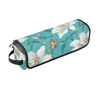 Hair Tools Travel Bag with Heat Resistant Mat Waterproof Hair Tools Travel Organizer for Flat Irons, Straighteners, Curling Irons, Sweet Lily Turquoise Portable Organizer