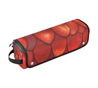 Hair Tools Travel Bag with Iron Mat Double-Layer Travel Carrying Case for Flat Iron Hot Tools and Haircare Accessories, Realistic Red Dragon Scale Pattern