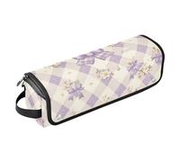 Hair Tools Travel Bag with Iron Mat Heating Tools Travel Bag Organizer for Hot Tools Curling Iron Flat Irons Hair Volumizer Styler, Vintage Purple Bows Flower and Whites Purple Diamonds Shapes