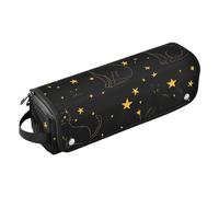 Hair Tools Travel Bag with Iron Mat Portable Hair Styling Tool Organizer for Flat Irons, Straighteners, Curling Irons, Halloween Cat Evil Cat Black Gold Star