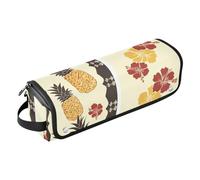 Hair Tools Travel Bag with Iron Mat Portablravel Carrying Case for Flat Irons, Straighteners, Curling Irons, Tropical Style Flower Pineapple Yellow and Red
