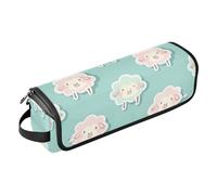 Hair Tools Travel Bag with Iron Mat Waterproof Hair Tools Travel Organizer for Curling Iron Straightener Flat Hair Dryer, Sheep Ash Sticker Style Lake Blue